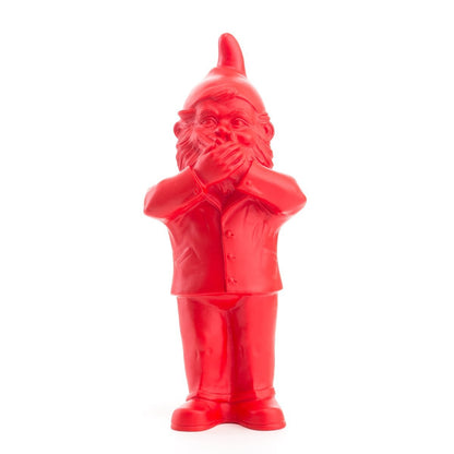 Sculpture Say Nothing de Ottmar Hörl - Nain de jardin - Say Nothing-rouge-Sans Signature-The Woods Gallery