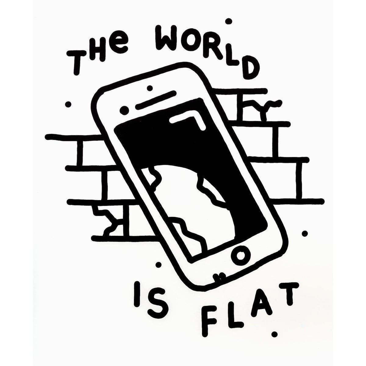 Sérigraphie The World is Flat de Fuzi-The Woods Gallery