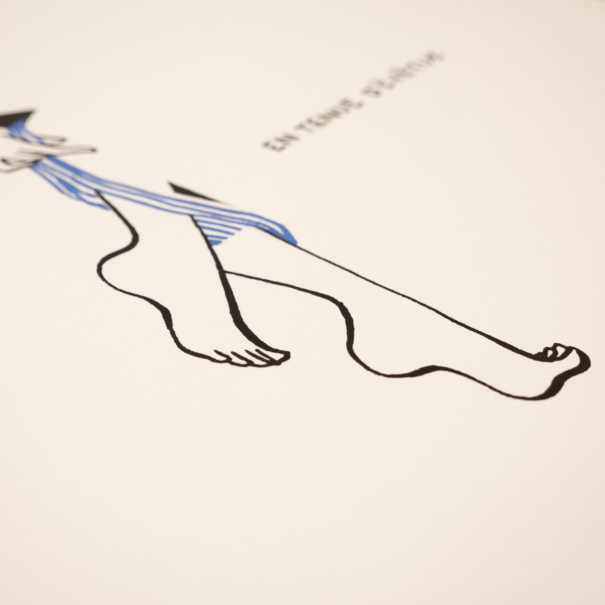 Sérigraphie "en tenue d’évêtue" bleu - Petites luxures Simon Frankart-The Woods Gallery