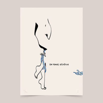 Sérigraphie "en tenue d’évêtue" bleu - Petites luxures Simon Frankart-The Woods Gallery