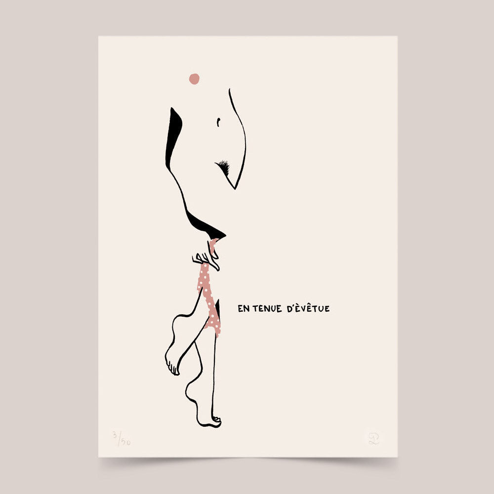 Sérigraphie "en tenue d’évêtue" rose - Petites luxures Simon Frankart-The Woods Gallery