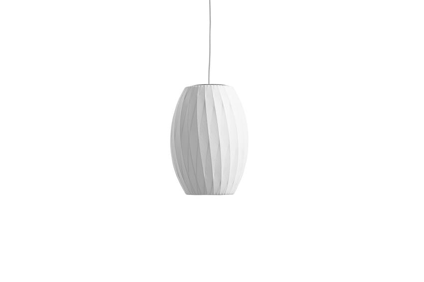 Suspension "Cigar Crisscross Bubble Pendant" de George Nelson - Hay-suspension vue de face sur fond blanc-The Woods Gallery