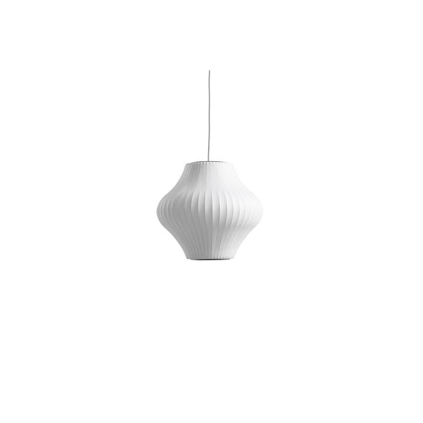 Suspension "Pear Crisscross Bubble Pendant" de George Nelson - Hay-suspension vue de face sur fond blanc-The Woods Gallery