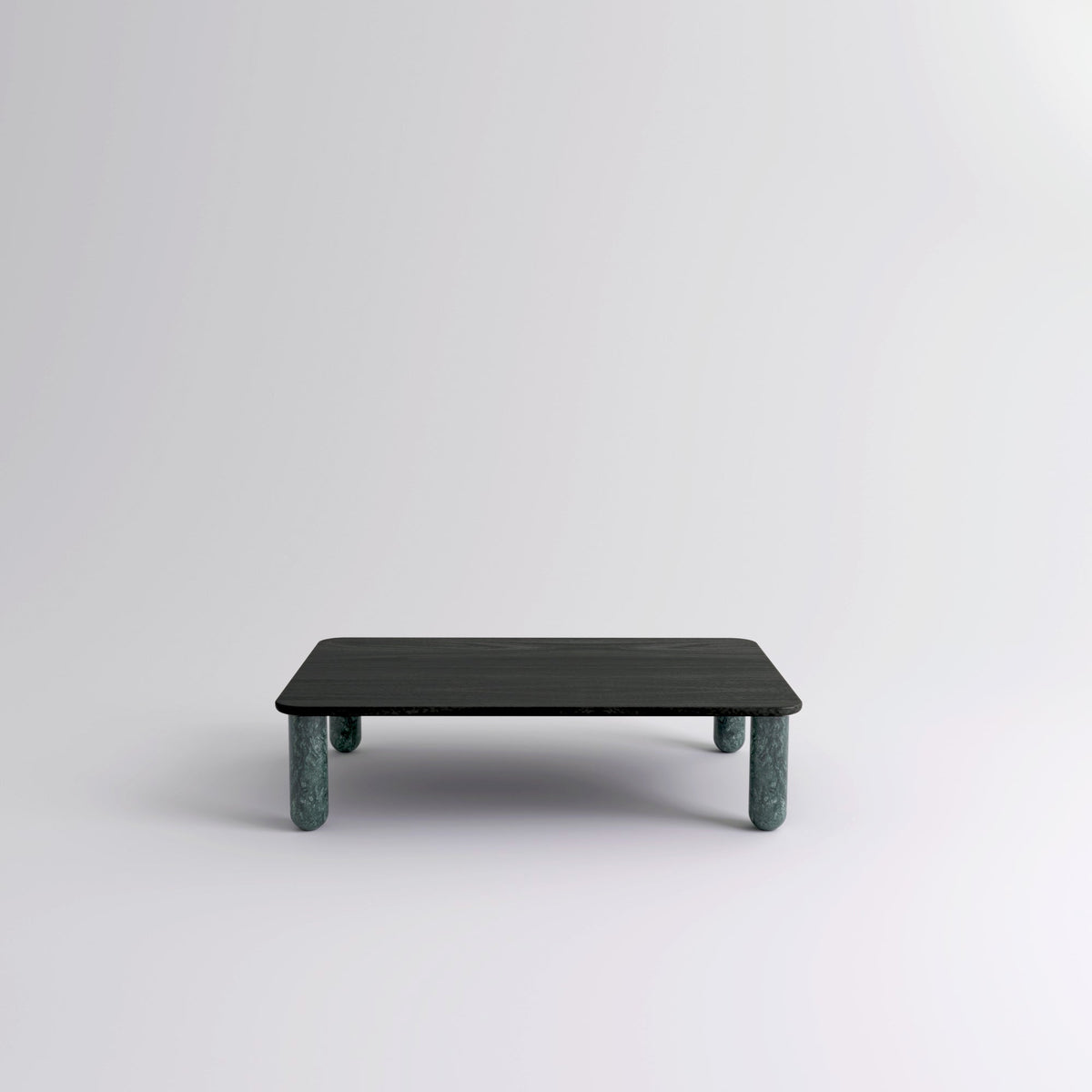 Table "Sunday" de Jean-Baptiste Souletie - La Chance-L 150 x l 100 cm-Bois laqué noir-Marbre Indian Green brillant-The Woods Gallery
