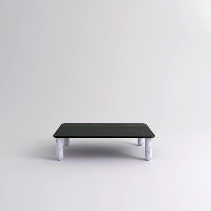 Table "Sunday" de Jean-Baptiste Souletie - La Chance-L 150 x l 100 cm-Bois laqué noir-Marbre Pele de Tigre mat-The Woods Gallery