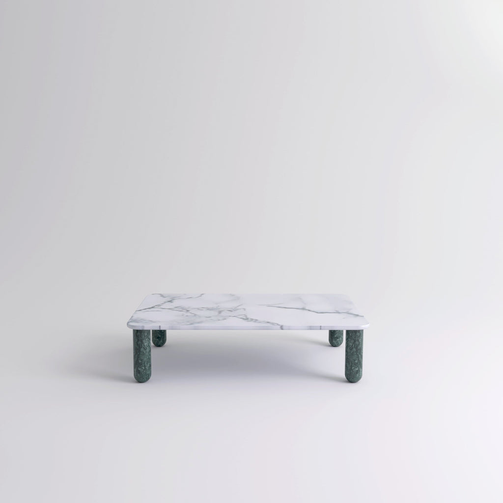 Table "Sunday" de Jean-Baptiste Souletie - La Chance-L 150 x l 100 cm-Marbre Pele de Tigre mat-Marbre Indian Green brillant-The Woods Gallery