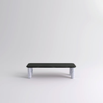 Table "Sunday" de Jean-Baptiste Souletie - La Chance-L 150 x l 50 cm-Bois laqué noir-Marbre Pele de Tigre mat-The Woods Gallery