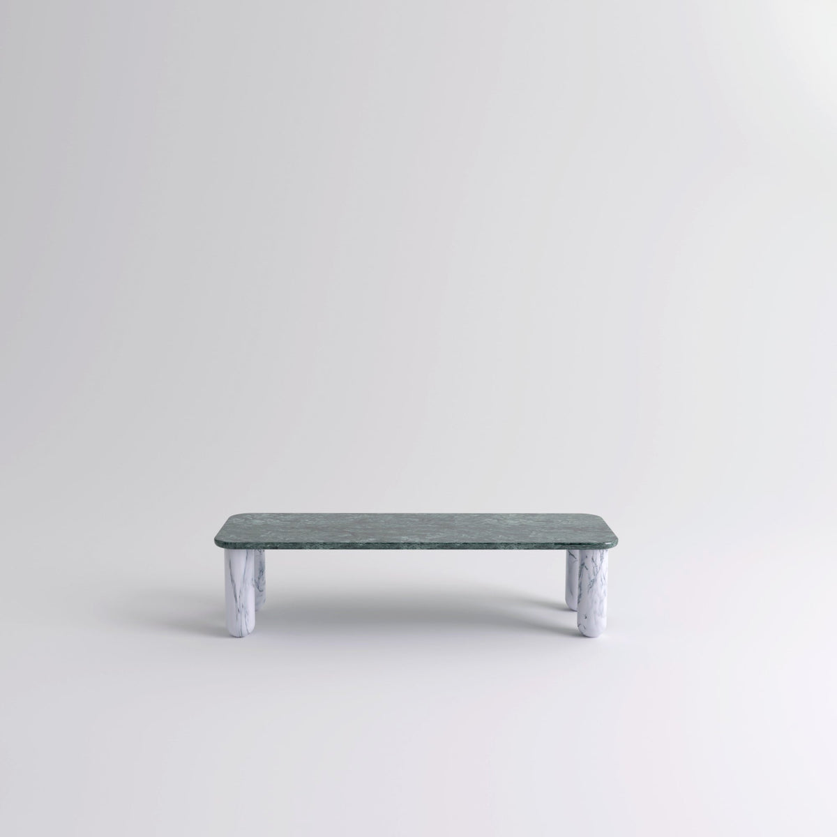 Table "Sunday" de Jean-Baptiste Souletie - La Chance-L 150 x l 50 cm-Marbre Indian Green brillant-Marbre Pele de Tigre mat-The Woods Gallery