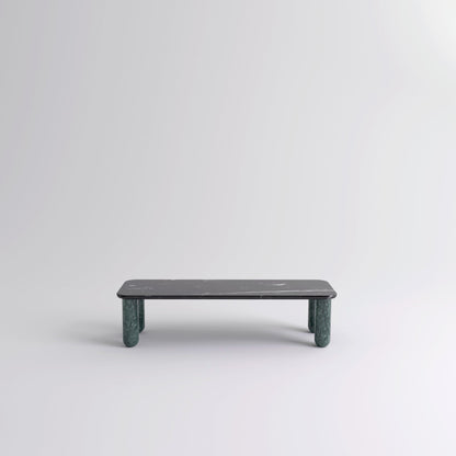 Table "Sunday" de Jean-Baptiste Souletie - La Chance-L 150 x l 50 cm-Marbre Marquina noir-Marbre Indian Green brillant-The Woods Gallery