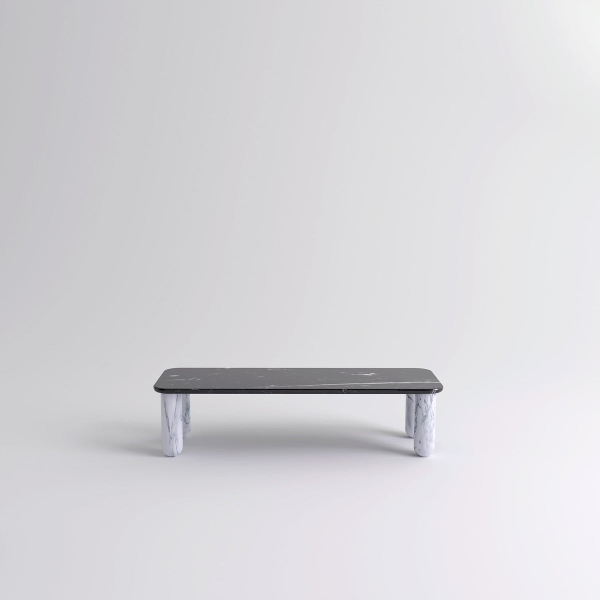 Table "Sunday" de Jean-Baptiste Souletie - La Chance-L 150 x l 50 cm-Marbre Marquina noir-Marbre Pele de Tigre mat-The Woods Gallery