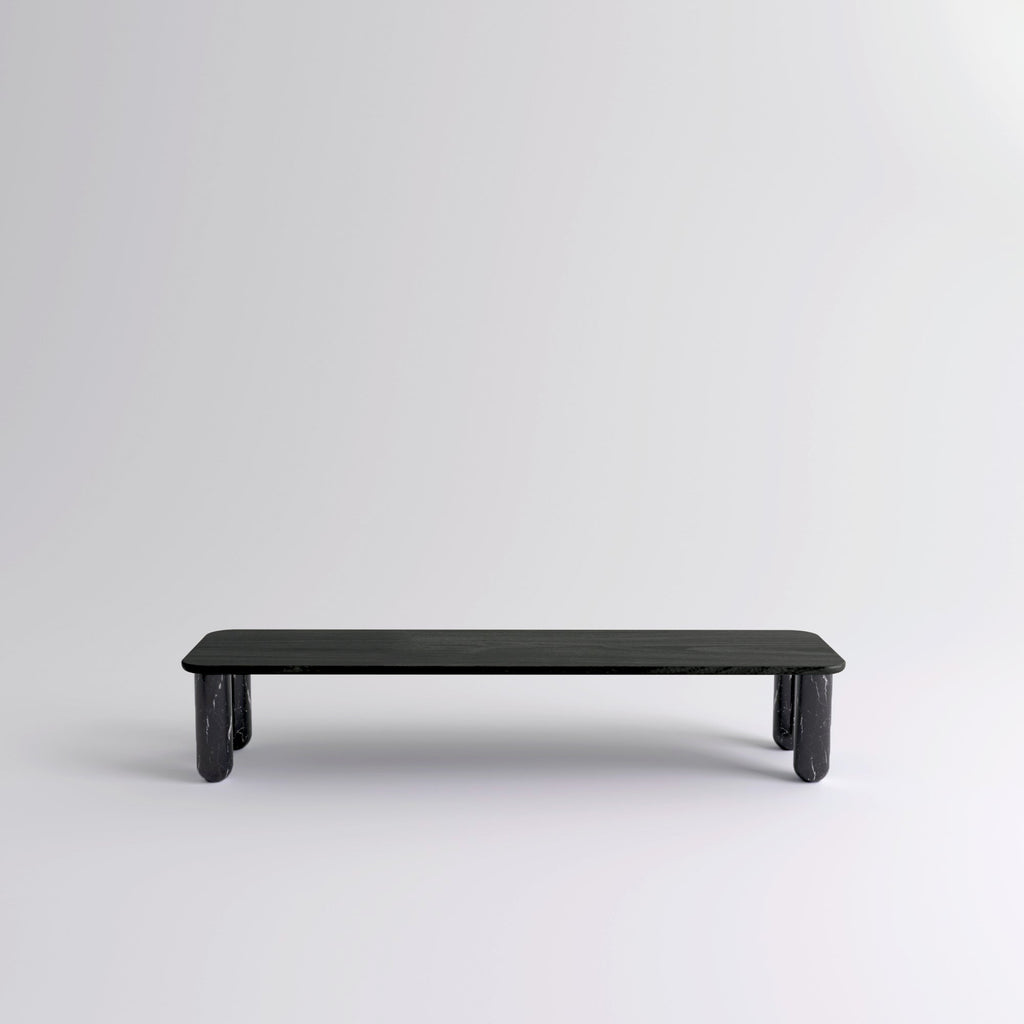 Table "Sunday" de Jean-Baptiste Souletie - La Chance-L 150 x l 50 cm-Noyer-Marbre Marquina noir brillant-The Woods Gallery