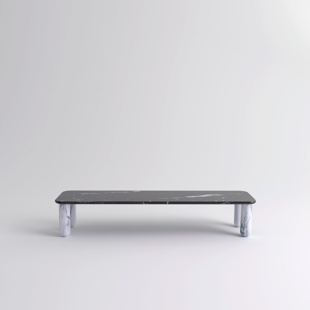 Table "Sunday" de Jean-Baptiste Souletie - La Chance-L 150 x l 50 cm-Noyer-Marbre Marquina noir brillant-The Woods Gallery