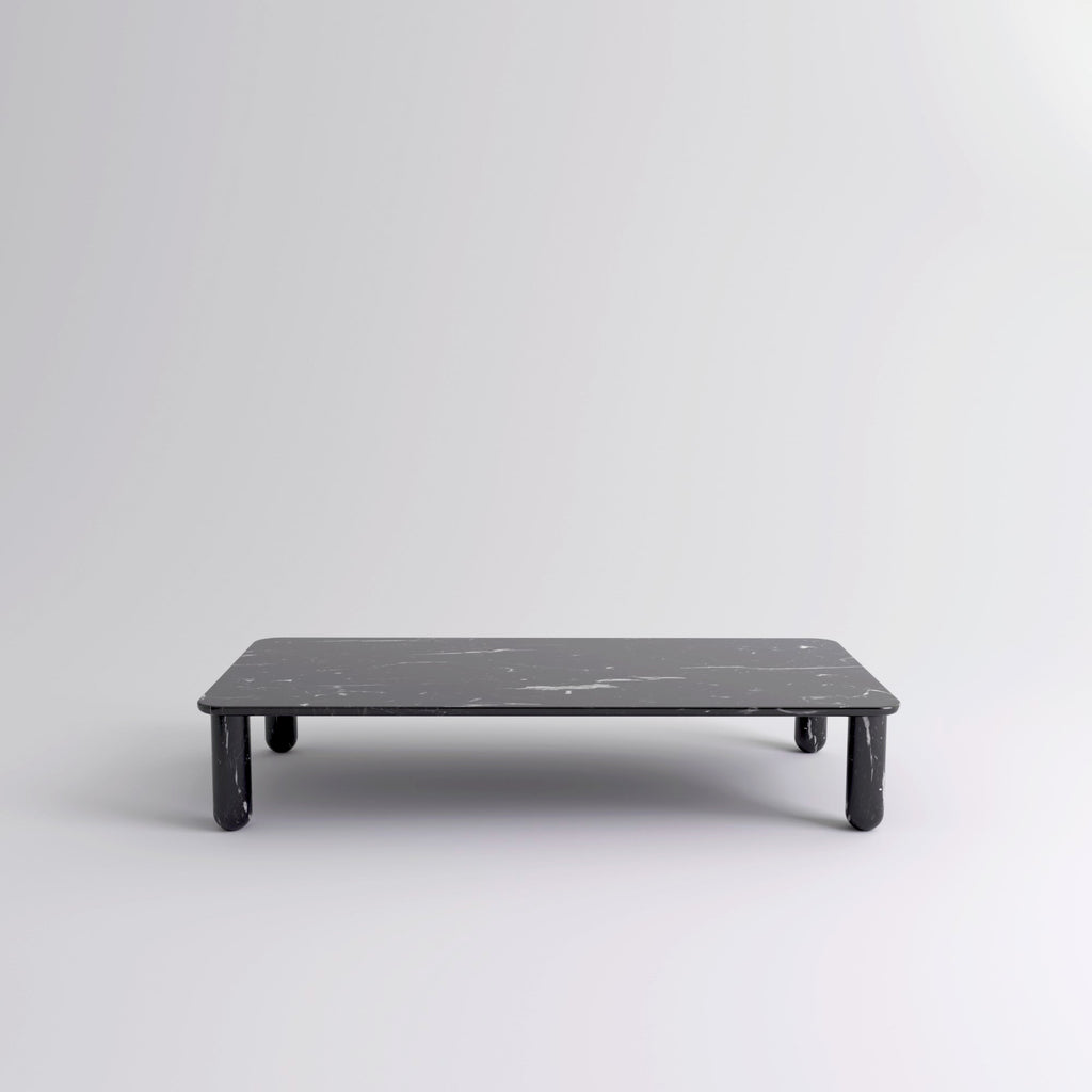 Table "Sunday" de Jean-Baptiste Souletie - La Chance-L 150 x l 50 cm-Noyer-Marbre Marquina noir brillant-The Woods Gallery