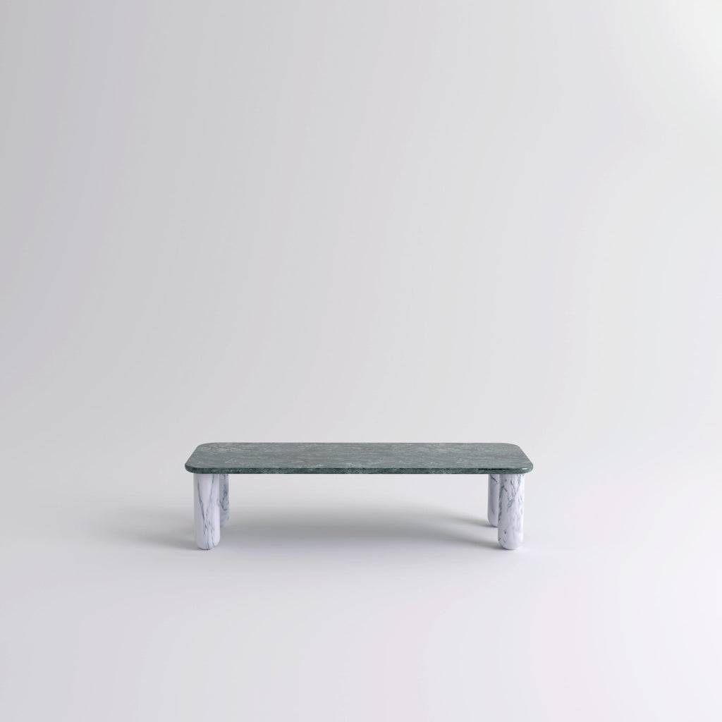 Table "Sunday" de Jean-Baptiste Souletie - La Chance-L 150 x l 50 cm-Noyer-Marbre Marquina noir brillant-The Woods Gallery