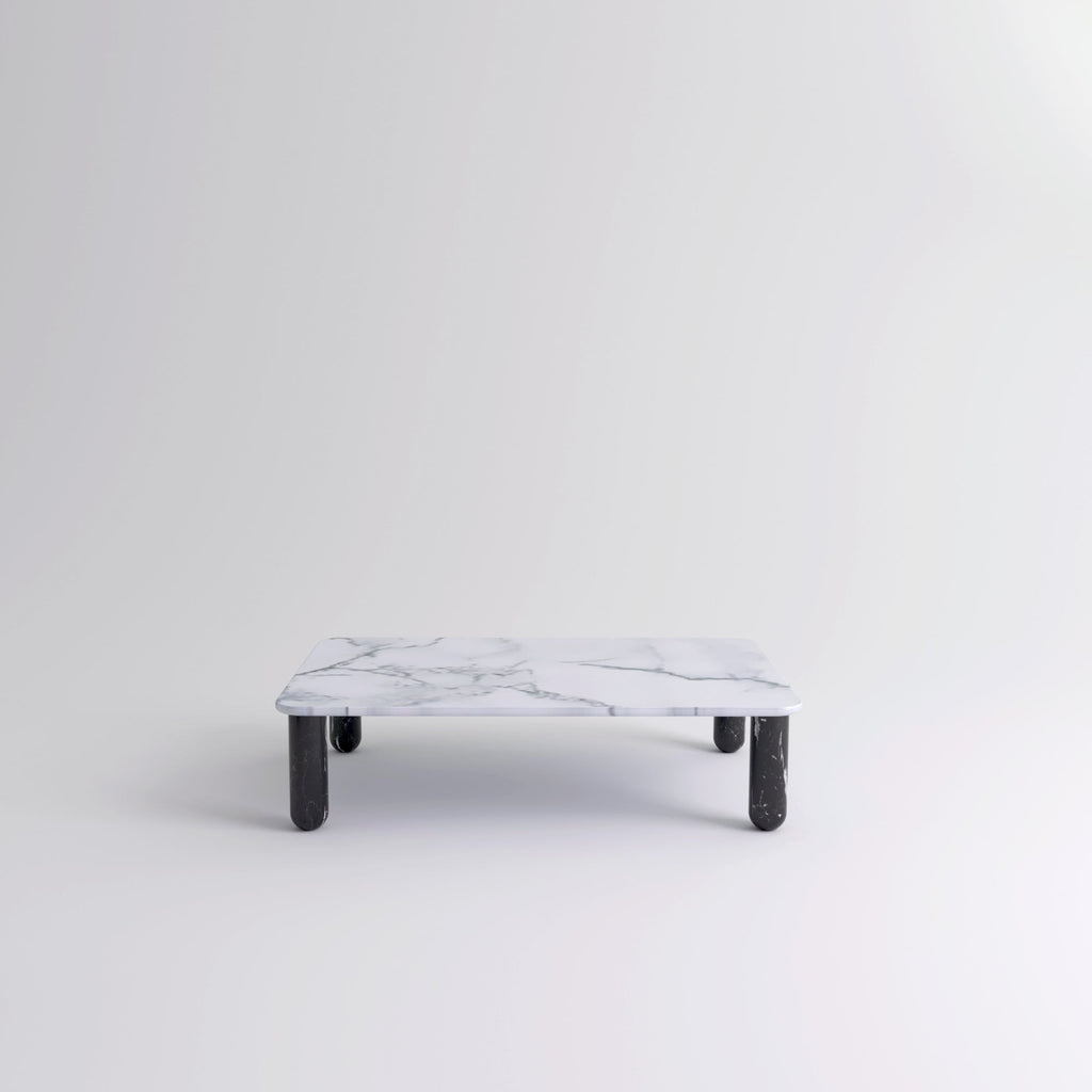 Table "Sunday" de Jean-Baptiste Souletie - La Chance-L 150 x l 50 cm-Noyer-Marbre Marquina noir brillant-The Woods Gallery