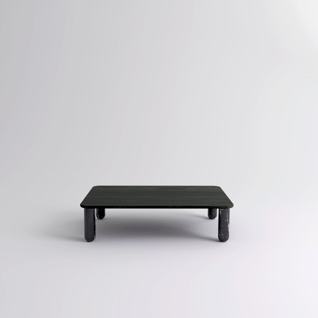 Table "Sunday" de Jean-Baptiste Souletie - La Chance-L 150 x l 50 cm-Noyer-Marbre Marquina noir brillant-The Woods Gallery