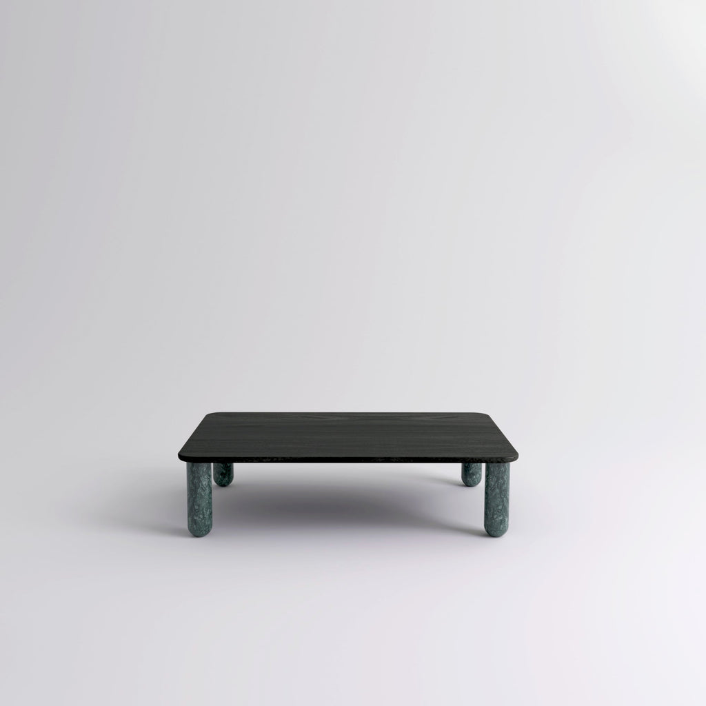 Table "Sunday" de Jean-Baptiste Souletie - La Chance-L 150 x l 50 cm-Noyer-Marbre Marquina noir brillant-The Woods Gallery