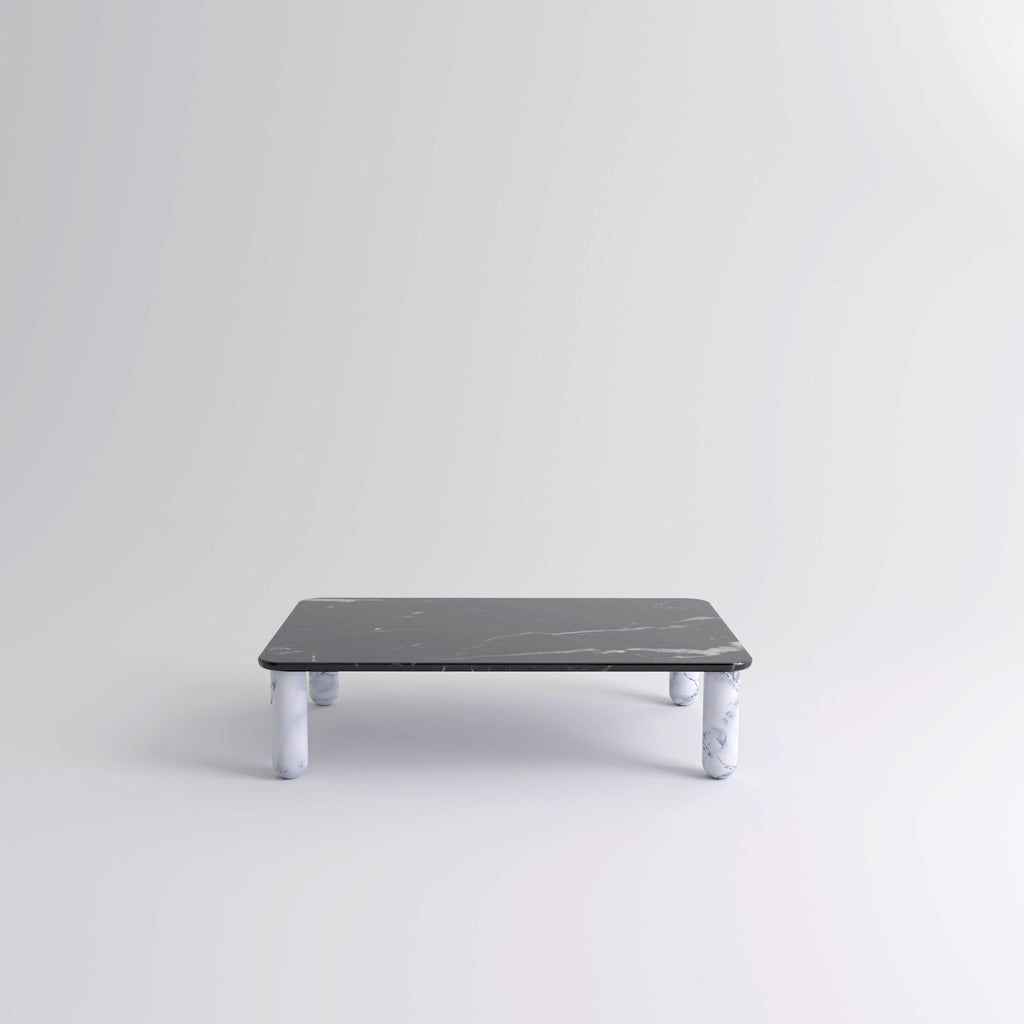 Table "Sunday" de Jean-Baptiste Souletie - La Chance-L 150 x l 50 cm-Noyer-Marbre Marquina noir brillant-The Woods Gallery