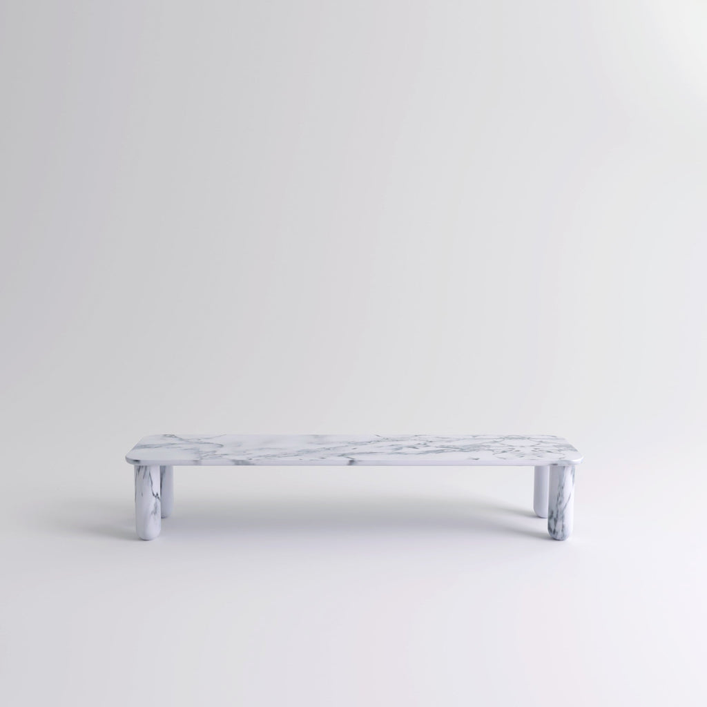 Table "Sunday" de Jean-Baptiste Souletie - La Chance-L 150 x l 50 cm-Noyer-Marbre Marquina noir brillant-The Woods Gallery