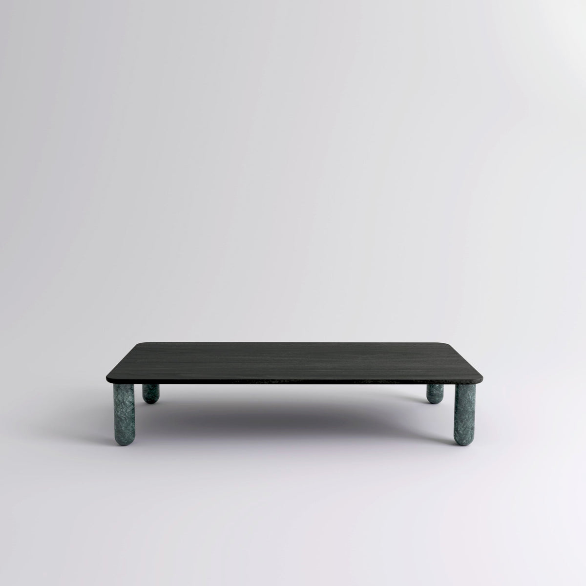 Table "Sunday" de Jean-Baptiste Souletie - La Chance-L 200 x l 100 cm-Bois laqué noir-Marbre Indian Green brillant-The Woods Gallery