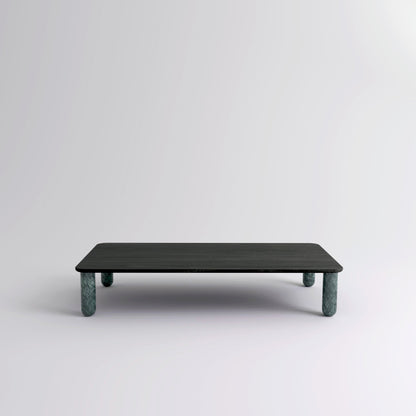 Table "Sunday" de Jean-Baptiste Souletie - La Chance-L 200 x l 100 cm-Bois laqué noir-Marbre Indian Green brillant-The Woods Gallery