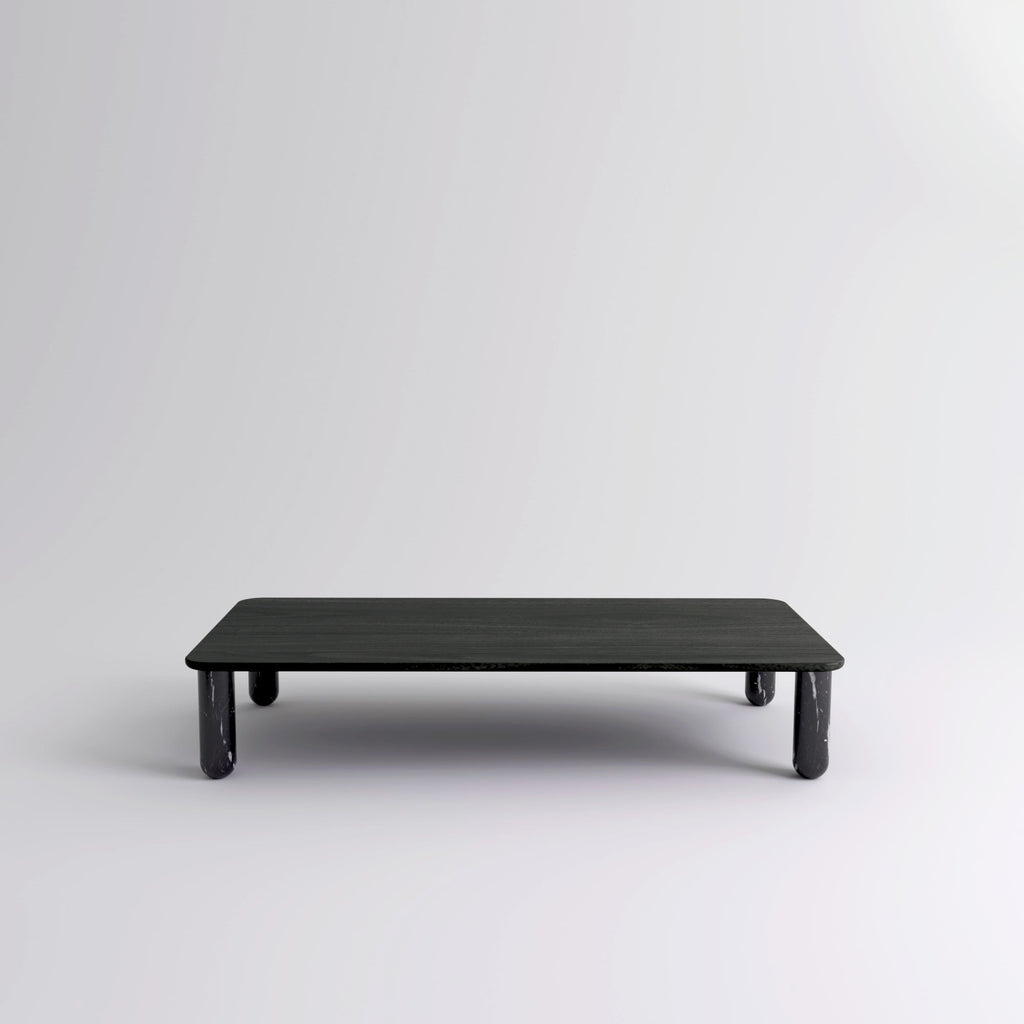 Table "Sunday" de Jean-Baptiste Souletie - La Chance-L 200 x l 100 cm-Bois laqué noir-Marbre Marquina noir brillant-The Woods Gallery