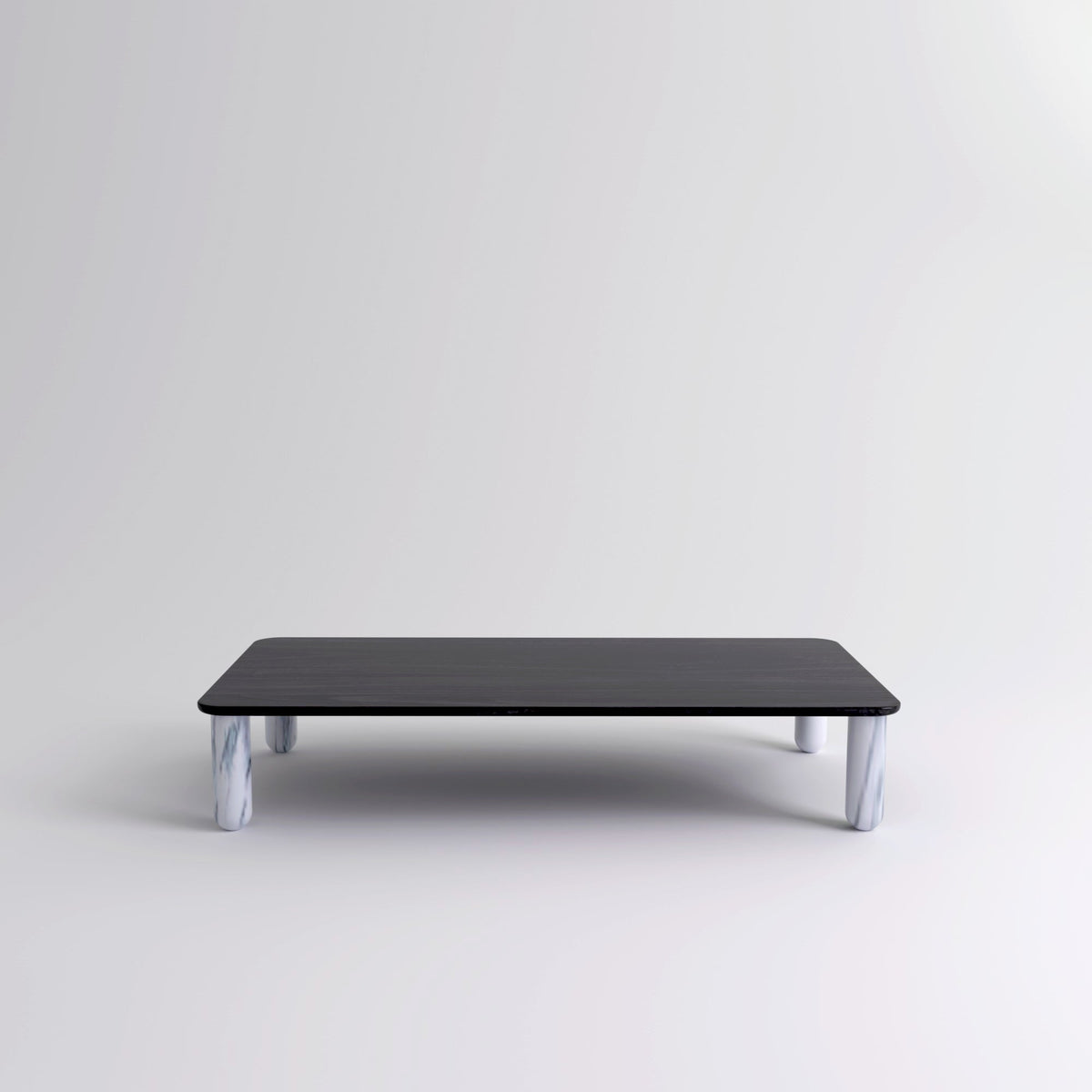 Table "Sunday" de Jean-Baptiste Souletie - La Chance-L 200 x l 100 cm-Bois laqué noir-Marbre Pele de Tigre mat-The Woods Gallery