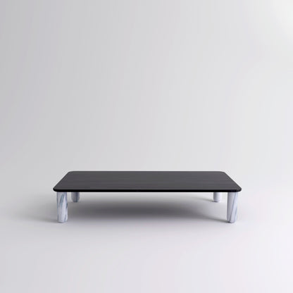 Table "Sunday" de Jean-Baptiste Souletie - La Chance-L 200 x l 100 cm-Bois laqué noir-Marbre Pele de Tigre mat-The Woods Gallery