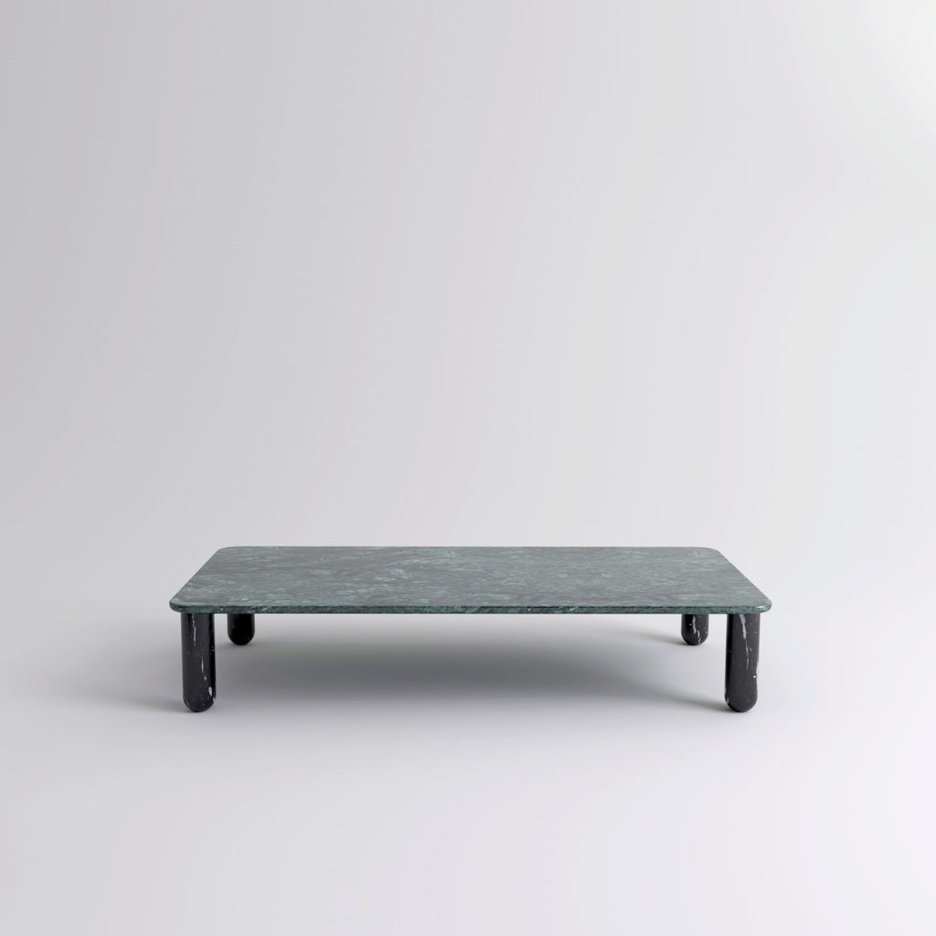 Table "Sunday" de Jean-Baptiste Souletie - La Chance-L 200 x l 100 cm-Marbre Indian Green brillant-Marbre Marquina noir brillant-The Woods Gallery