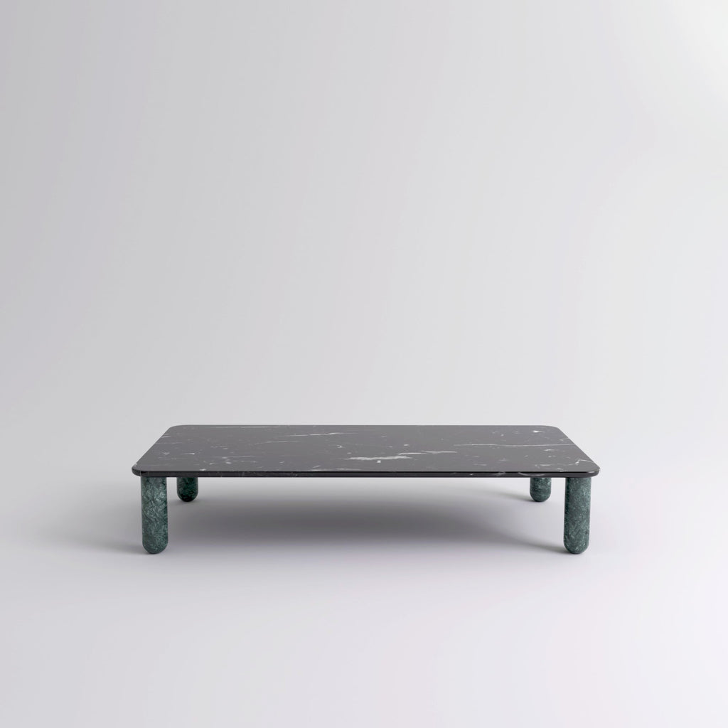 Table "Sunday" de Jean-Baptiste Souletie - La Chance-L 200 x l 100 cm-Marbre Marquina noir-Marbre Indian Green brillant-The Woods Gallery