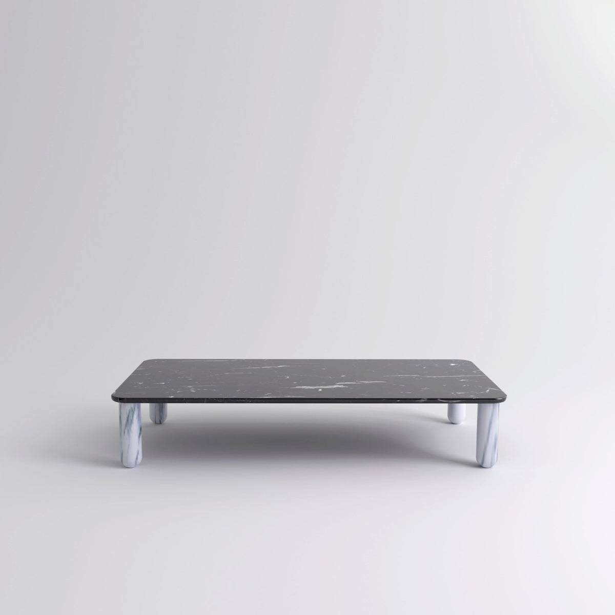 Table "Sunday" de Jean-Baptiste Souletie - La Chance-L 200 x l 100 cm-Marbre Marquina noir-Marbre Pele de Tigre mat-The Woods Gallery
