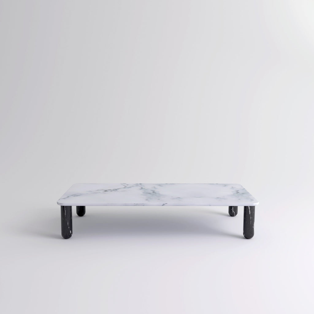 Table "Sunday" de Jean-Baptiste Souletie - La Chance-L 200 x l 100 cm-Marbre Pele de Tigre mat-Marbre Marquina noir brillant-The Woods Gallery