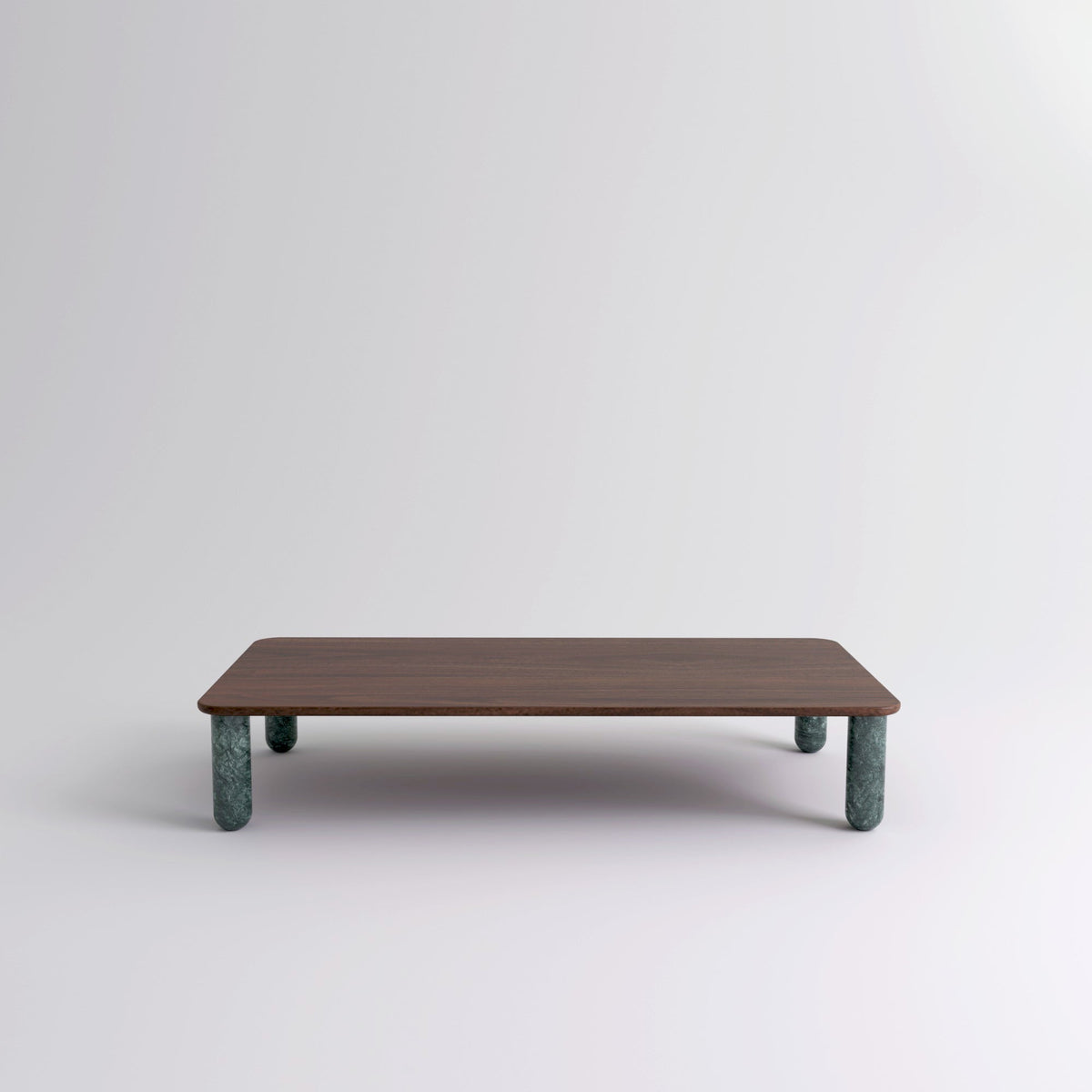 Table "Sunday" de Jean-Baptiste Souletie - La Chance-L 200 x l 100 cm-Noyer-Marbre Indian Green brillant-The Woods Gallery