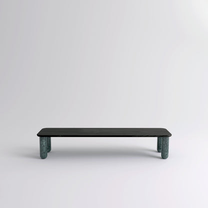 Table "Sunday" de Jean-Baptiste Souletie - La Chance-L 200 x l 50 cm-Bois laqué noir-Marbre Indian Green brillant-The Woods Gallery