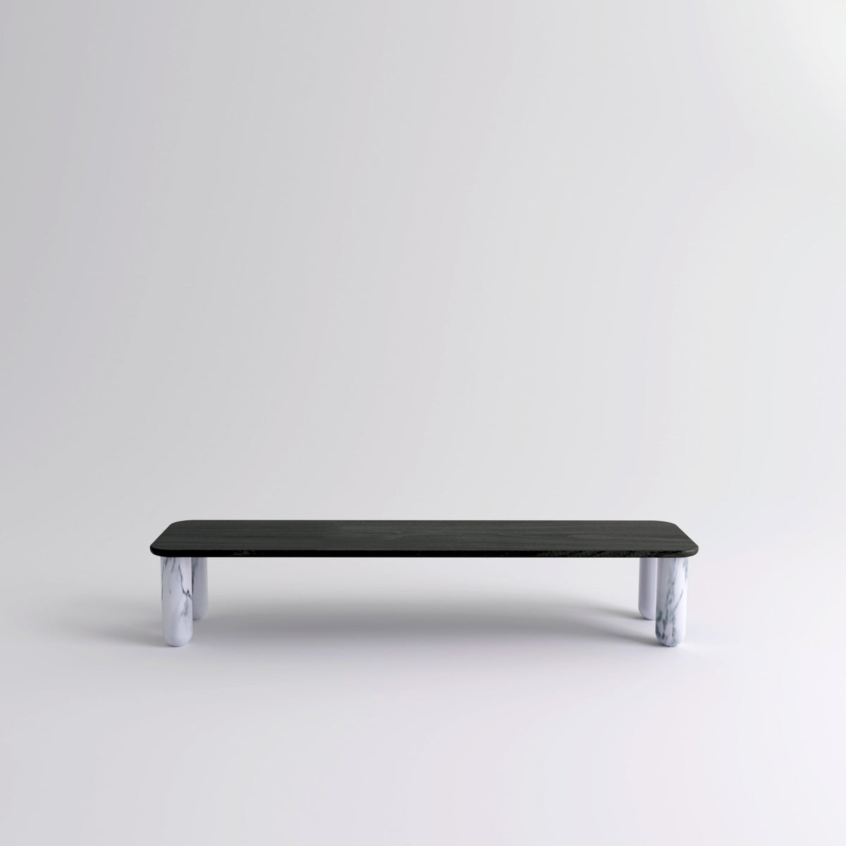 Table "Sunday" de Jean-Baptiste Souletie - La Chance-L 200 x l 50 cm-Bois laqué noir-Marbre Pele de Tigre mat-The Woods Gallery