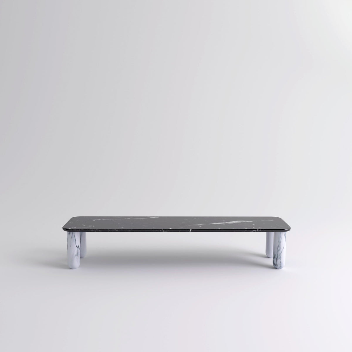 Table "Sunday" de Jean-Baptiste Souletie - La Chance-L 200 x l 50 cm-Marbre Marquina noir-Marbre Pele de Tigre mat-The Woods Gallery