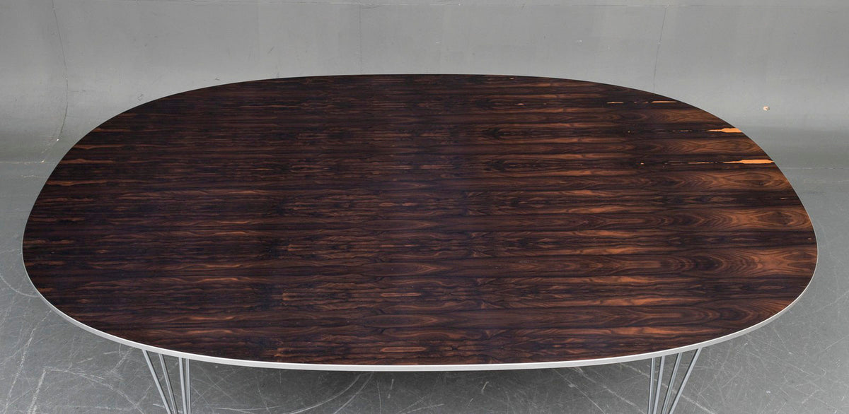 Table Super-Elliptique en palissandre foncé 180cm de Jacobsen, Hein et Mathsson - Fritz Hansen - Vintage-The Woods Gallery