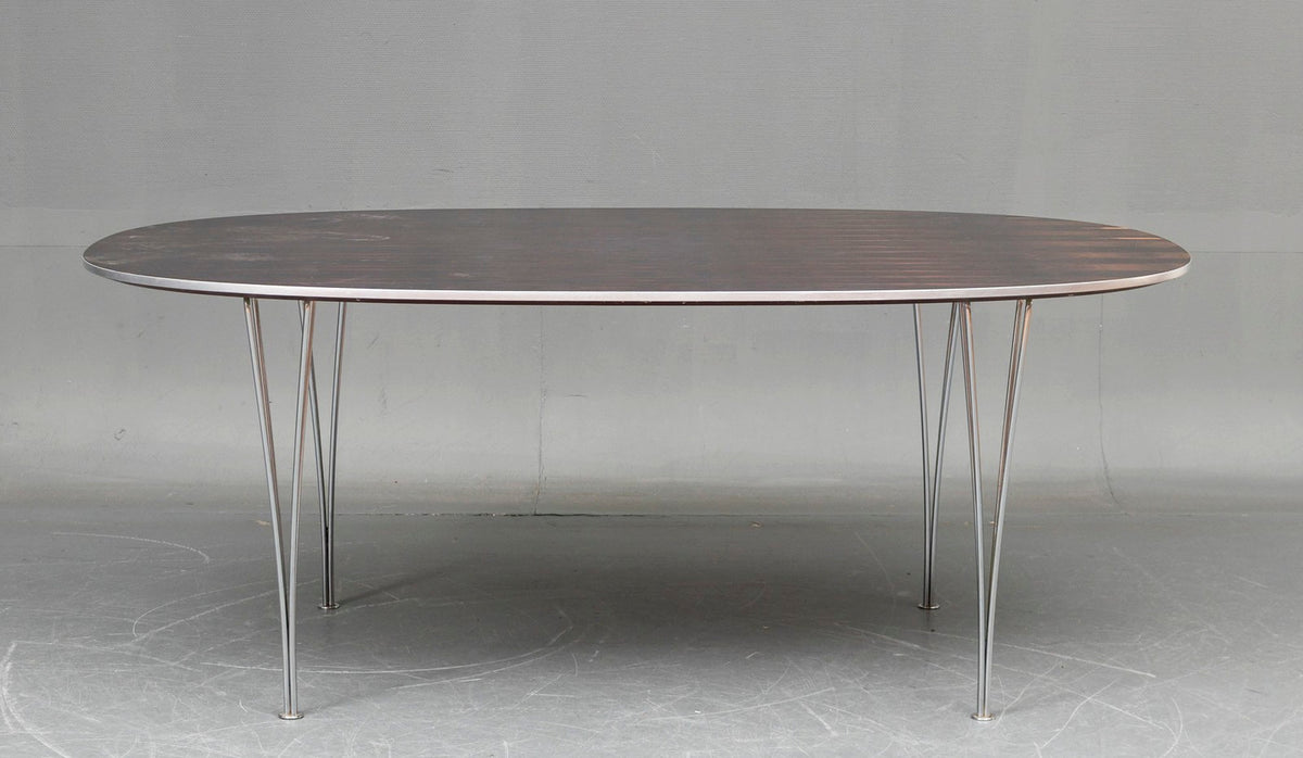 Table Super-Elliptique en palissandre foncé 180cm de Jacobsen, Hein et Mathsson - Fritz Hansen - Vintage-The Woods Gallery