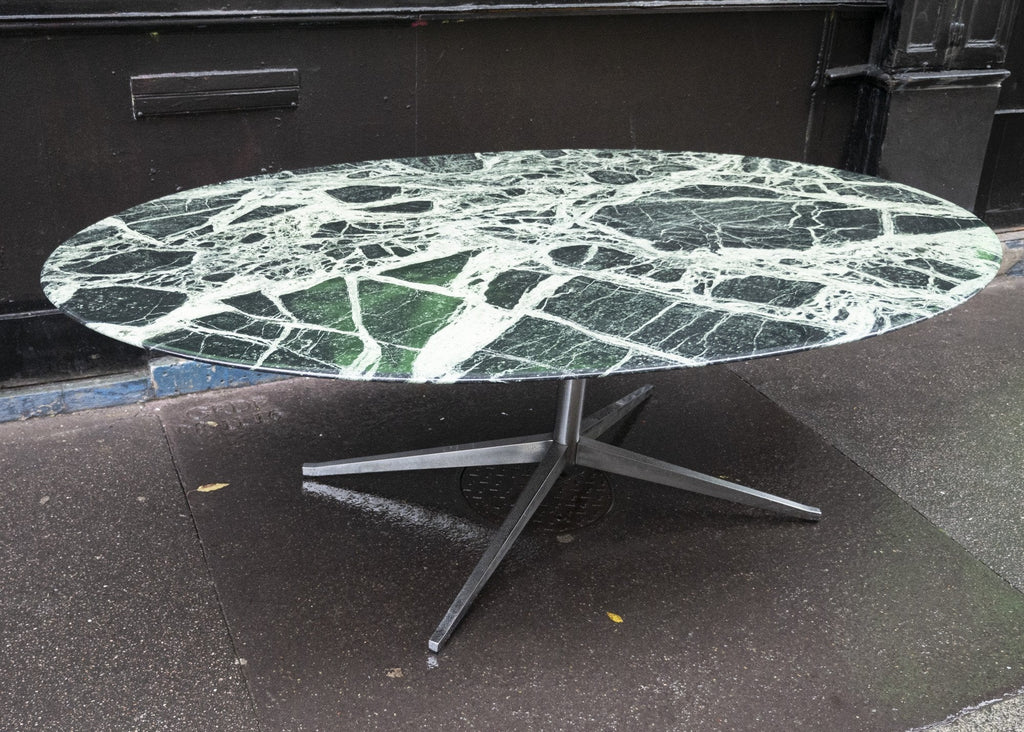 Table ovale en marbre vert de Florence Knoll - L 200cm - Knoll - Vintage-The Woods Gallery