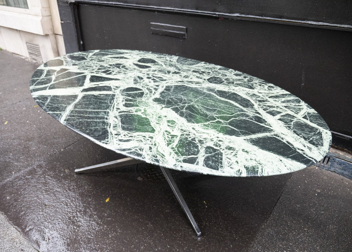 Table ovale en marbre vert de Florence Knoll - L 200cm - Knoll - Vintage-The Woods Gallery