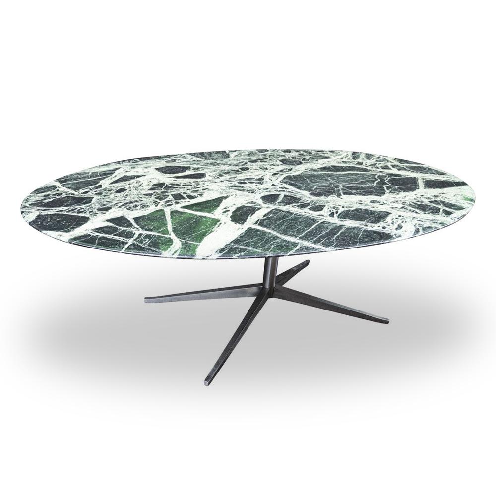 Table ovale en marbre vert de Florence Knoll - L 200cm - Knoll - Vintage-The Woods Gallery