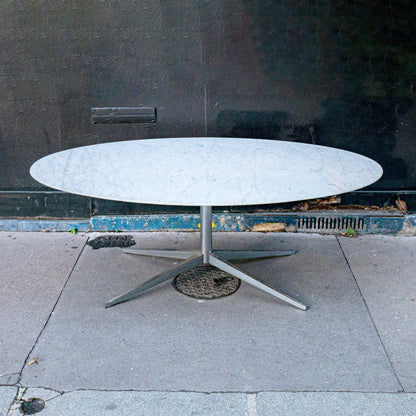 Table ovale marbre Calacatta de Florence Knoll - 200 x 120 cm - Knoll - Vintage-The Woods Gallery