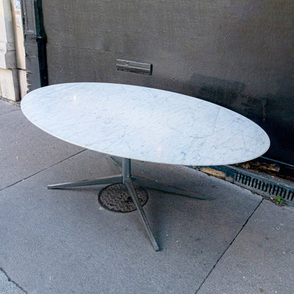 Table ovale marbre Calacatta de Florence Knoll - 200 x 120 cm - Knoll - Vintage-The Woods Gallery