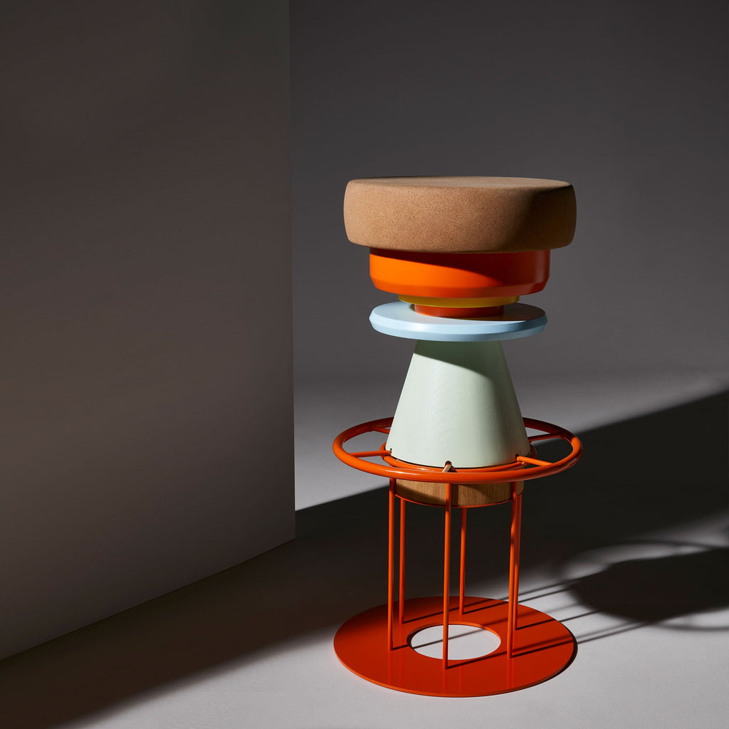 Tabouret "TEMBO" de Note Design Studio - La Chance-Orange-Vert-Bleu-Bas (48 cm)-The Woods Gallery