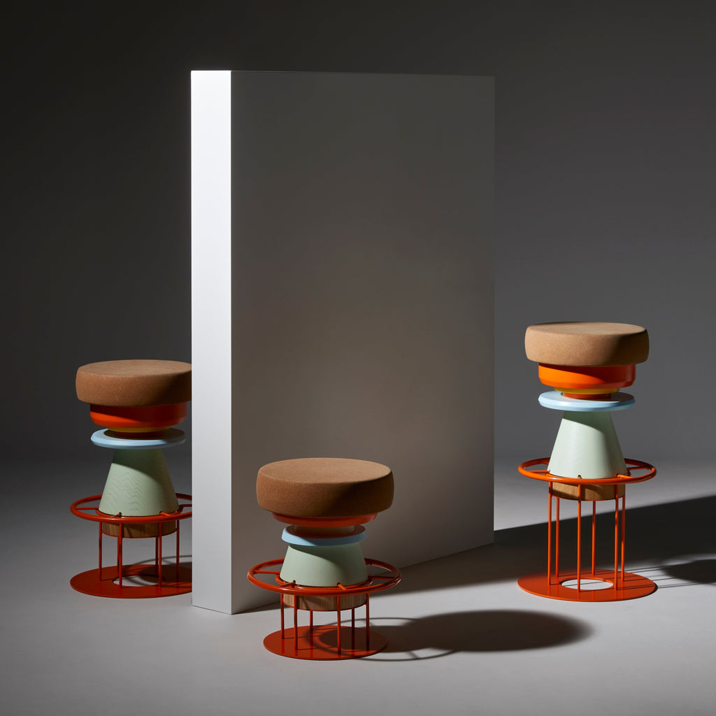 Tabouret "TEMBO" de Note Design Studio - La Chance-Orange-Vert-Bleu-Bas (48 cm)-The Woods Gallery