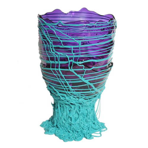 Vase en résine Spaghetti Clear Purple Matt Turquoise L de Gaetano Pesce - Fish Design-The Woods Gallery