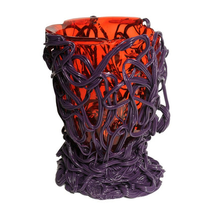 Vase en résine Spaghetti Clear Red &amp; Matt Purple M de Gaetano Pesce - Fish Design-The Woods Gallery