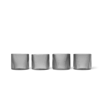 Verres bas Ripple gris fumé - Set de 4 - Ferm Living-The Woods Gallery